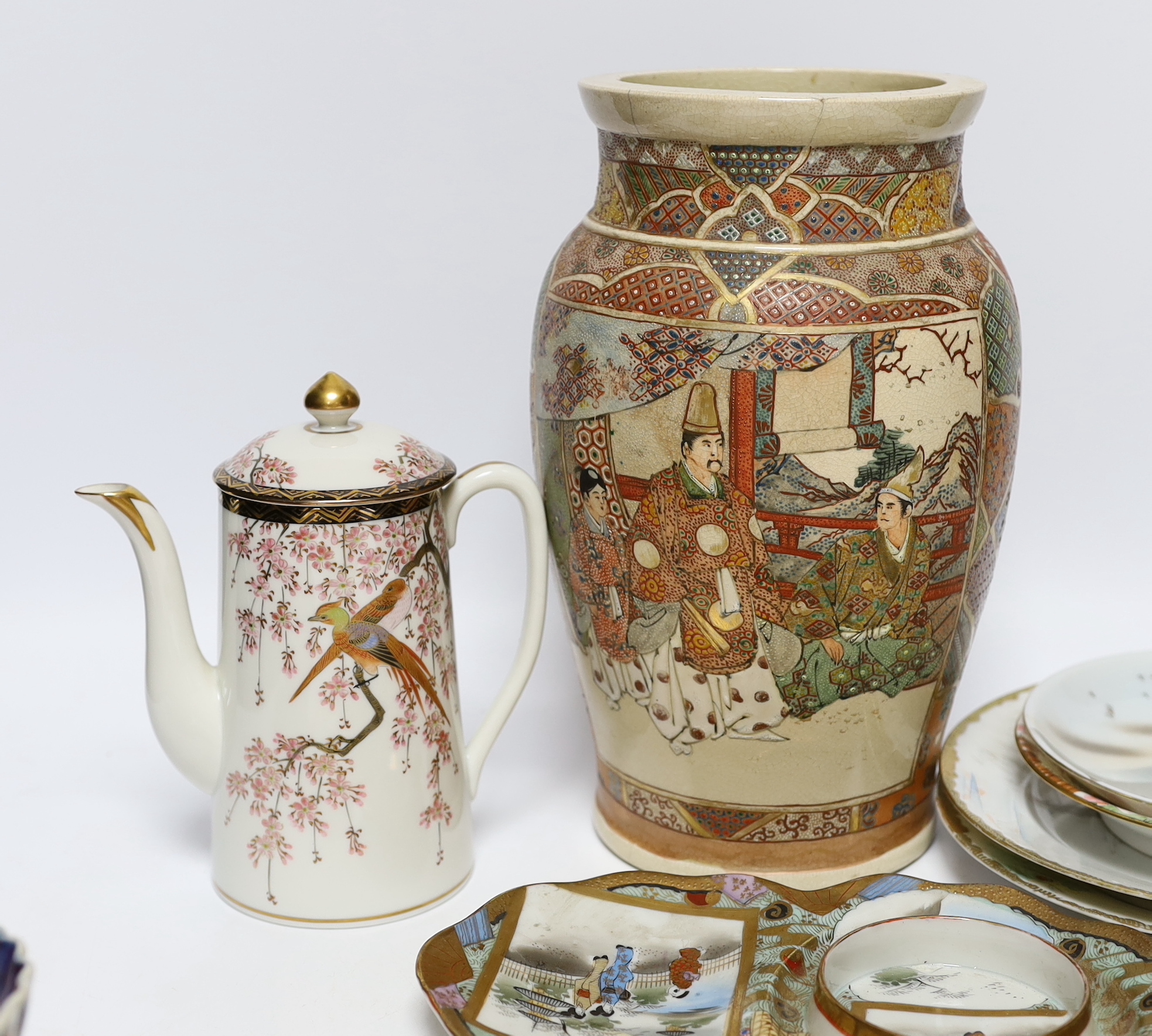 A group of various Japanese ceramics including Satsuma, Imari etc.
